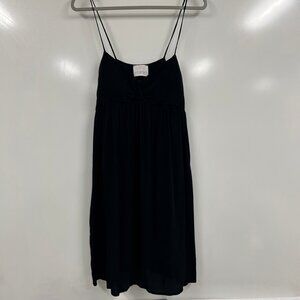 Black Spaghetti Strap Mini Dress – Flowy Slip Dress, Minimalist Chic, Size Large